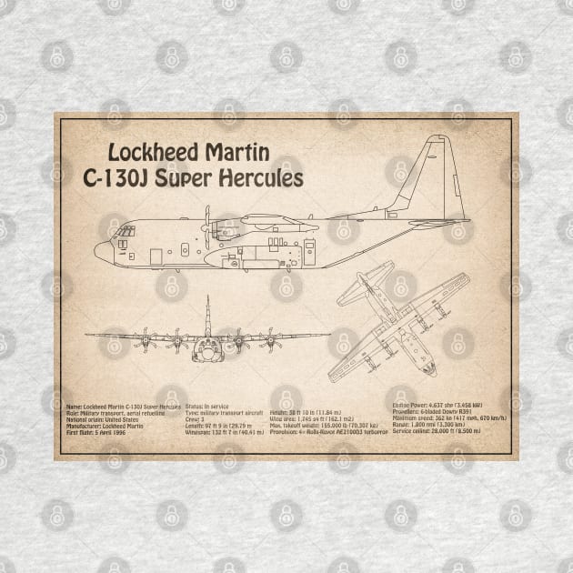 C-130 Hercules - Airplane Blueprint -  SD by SPJE Illustration Photography